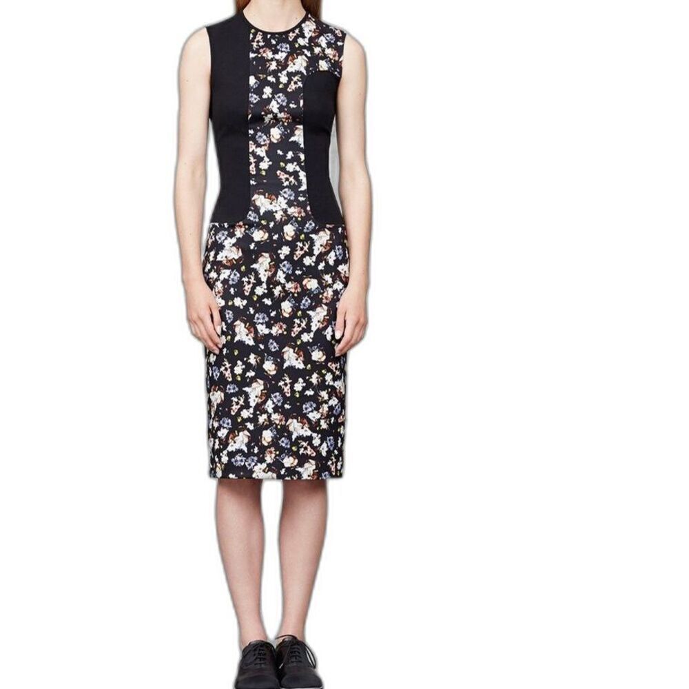Erdem Floral Print Silk Cotton Knee Length Dress UK 12 US 8